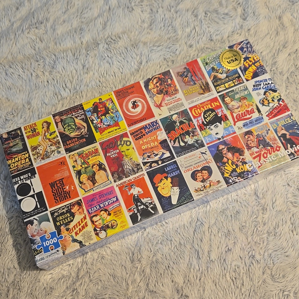 Re-marks Vintage Movie Poster Collage Classic Movies Panoramic 1000 Puzzle